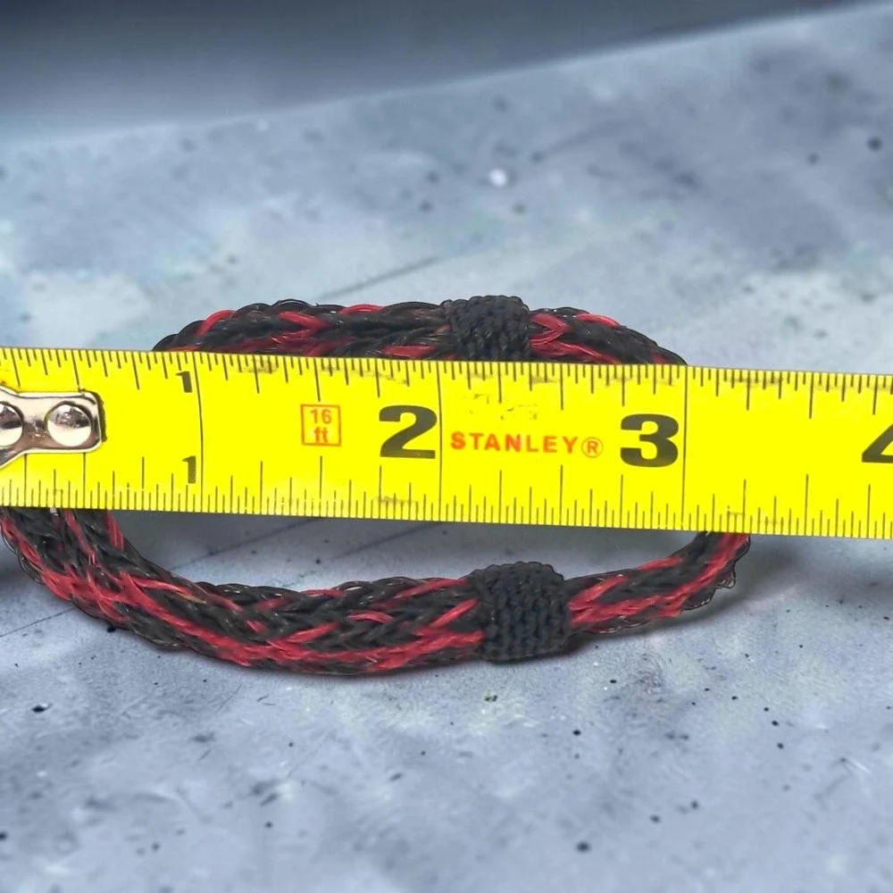 VTG Braided Horsehair Bracelet Red Black Adjustable Western Unisex Equestrian